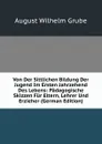 Von Der Sittlichen Bildung Der Jugend Im Ersten Jahrzehend Des Lebens: Padagogische Skizzen Fur Eltern, Lehrer Und Erzieher (German Edition) - August Wilhelm Grube