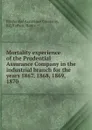 Mortality experience of the Prudential Assurance Company in the industrial branch for the years 1867, 1868, 1869, 1870 - Prudential Assurance