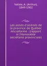 Les asiles d.alienes de la province de Quebec microforme : (rapport a l.Honorable secretaire provinciale) - Arthur Vallée