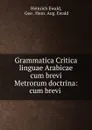 Grammatica Critica linguae Arabicae cum brevi Metrorum doctrina: cum brevi . - Heinrich Ewald