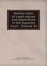 Weekly notes of cases argued and determined in the Supreme Court ., Volume 14 - Pennsylvania. Supreme Court