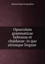 Opusculum grammaticae hebraeae et chaldaeae: in quo utriusque linguae . - Alexius à Sancto Aquilino