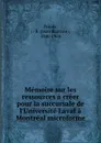 Memoire sur les ressources a creer pour la succursale de l.Universite Laval a Montreal microforme - Jean-Baptiste Proulx