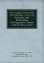 Monologen nebst den Vorarbeiten : kritische Ausgabe, mit Einleitung, Bibliographie, Index und Anmerkungen - Friedrich Schleiermacher