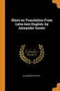 Hints on Translation From Latin Into English, by Alexander Souter - Alexander Souter