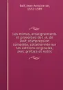 Les mimes, enseignements et proverbes - Jean-Antoine de Baif