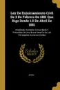 Ley De Enjuiciamiento Civil De 3 De Febrero De 1881 Que Rige Desde 1.0 De Abril De 1881. Ampliada, Anotada, Concordada Y Precedida De Una Breve Resena De Las Principales Acciones Civiles - 