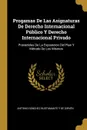 Progamas De Las Asignaturas De Derecho Internacional Publico Y Derecho Internacional Privado. Precedidos De La Exposicion Del Plan Y Metodo De Los Mismos - Antonio Sánchez Bustamante De Sirvén