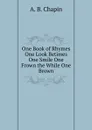 One Book of Rhymes One Look Betimes One Smile One Frown the While One Brown - A.B. Chapin