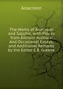 The Works of Anacreon and Sappho, with Pieces from Ancient Authors: And Occasional Essays; and Additional Remarks by the Editor E.B. Greene - Anacreon