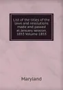 List of the titles of the laws and resolutions made and passed at January session, 1853 Volume 1853 - Maryland