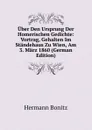Uber Den Ursprung Der Homerischen Gedichte: Vortrag, Gehalten Im Standehaus Zu Wien, Am 3. Marz 1860 (German Edition) - Hermann Bonitz