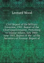 Civil Report of the Military Governor, 1901: Report of the Chief Quartermaster, Pertaining to Insular Affairs, July 1900-June 1901. Report of the . of the Secretary of Finance. Report of - Leonard Wood