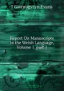 Report On Manuscripts in the Welsh Language, Volume 1,.part 1 - J Gwenogvryn Evans