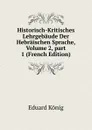 Historisch-Kritisches Lehrgebaude Der Hebraischen Sprache, Volume 2,.part 1 (French Edition) - Eduard König
