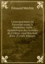 L.enseignement en Provence avant la revolution: table alphabetique des Annales du College royal Bourbon d.Aix (French Edition) - Édouard Méchin