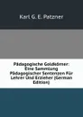 Padagogische Goldkorner: Eine Sammlung Padagogischer Sentenzen Fur Lehrer Und Erzieher (German Edition) - Karl G. E. Patzner