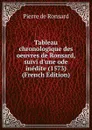 Tableau chronologique des oeuvres de Ronsard, suivi d.une ode inedite (1573) (French Edition) - Pierre de Ronsard