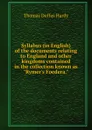 Syllabus (in English) of the documents relating to England and other kingdoms contained in the collection known as 