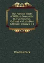 The Poetical Works of William Somervile: In Two Volumes. Collated with the Best Editions:, Volumes 1-2 - Thomas Park