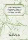 Table Des Matieres Contenues Dans Le Cabinet Historique (French Edition) - Paulin Teste