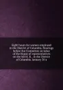 Eight hours for women employed in the District of Columbia. Hearings before the Committee on labor of the House of representatives on the bill H. R. . in the District of Columbia. January 30 a - 