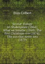 Scoriae: Eulogy on Shakespeare (1864); What we breathe (1869); The first Christmas-eve (1874); The sun that never sets (1879) - Elias Colbert