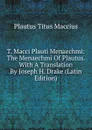 T. Macci Plauti Menaechmi: The Menaechmi Of Plautus. With A Translation By Joseph H. Drake (Latin Edition) - Titus Maccius Plautus