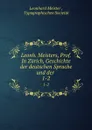Leonh. Meisters, Prof. In Zurich, Geschichte der deutschen Sprache und der . 1-2 - Leonhard Meister