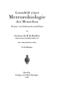 Grundriss Einer Meteorobiologie Des Menschen. Wetter- Und Jahreszeiteneinflusse - B. De Rudder, B. De Rudder