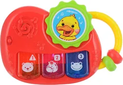 Миниатюрная игрушка-пианино разработана специально для малышей. Нажимая на яркие клавиши ребенок послушает 6 милых песенок о  ...