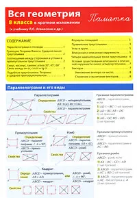 Обложка книги Вся геометрия 8 класса в кратком изложении. Памятка, Д. А. Горина