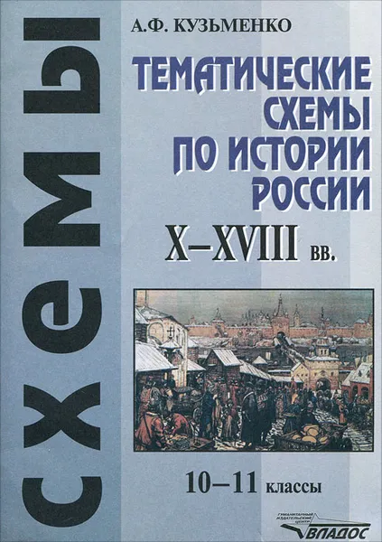 Обложка книги Тематические схемы по истории России  X-XVIII вв. 10-11 классы, А. Ф. Кузьменко