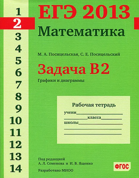 Обложка книги ЕГЭ 2013. Математика. Задача В2. Графики и диаграммы. Рабочая тетрадь, М. А. Посицельская, С. Е. Посицельский