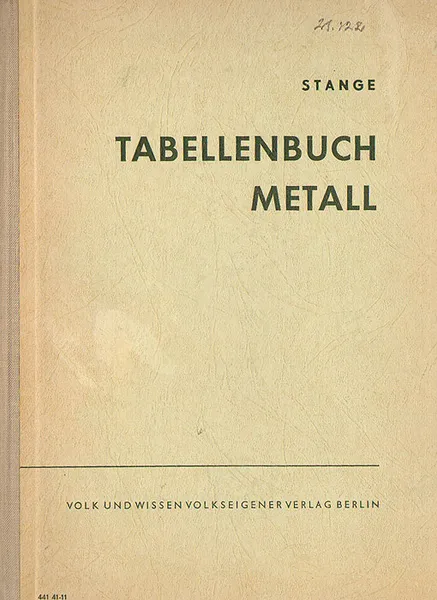 Обложка книги Tabellenbuch Metall, Bruno Stange