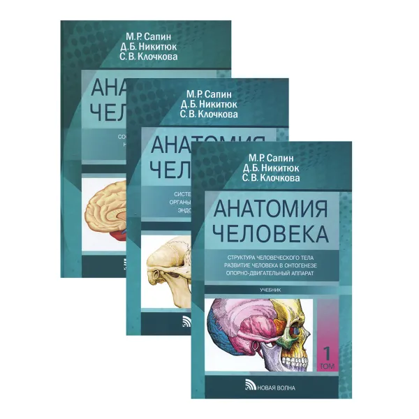 Обложка книги Анатомия человека. Учебник. В 3 томах (комплект из 3 книг), М. Р. Сапин, Д. Б. Никитюк, С. В. Клочкова