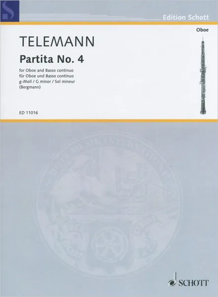 Обложка книги Georg Philipp Telemann: Partita No. 4 in G Minor for Oboe and Basso Continuo, Georg Philipp Telemann