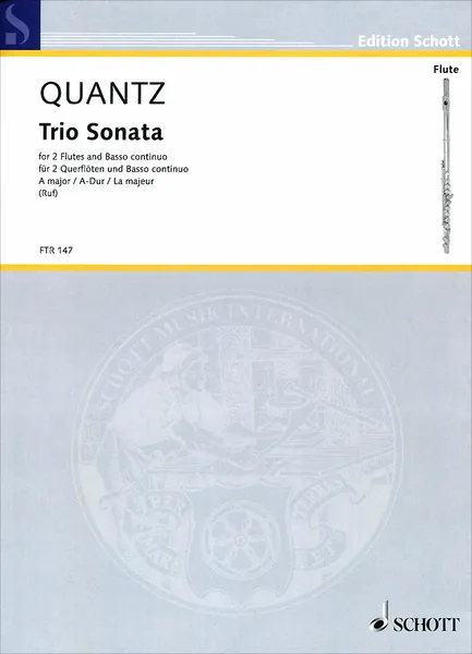 Обложка книги Johann Joachim Quantz: Trio Sonata A Major for 2 Flutes and Basso Continuo, Johann Joachim Quantz