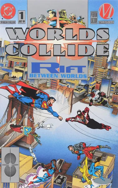 Обложка книги Worlds Collide, №1, July 1994, Dwayne McDuffie, Ivan Velez Jr., Robert L. Washington III