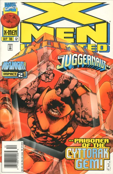 Обложка книги X-Men Unlimited: Onslaught Impact 2: The Juggernaut - Prisoner of the Cyttorak Gem! №12, September 1996, John Francis Moore