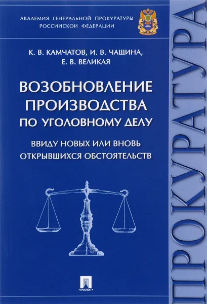 Обложка книги Возобновление производства по уголовному делу ввиду новых или вновь открывшихся обстоятельств. Монография, К. В. Камчатов, И. В. Чащина, Е. В. Великая