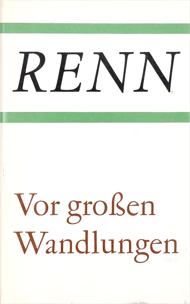 Обложка книги Vor groben Wandlungen, Ludwig Renn