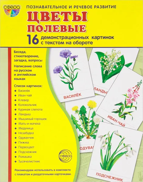 Обложка книги Полевые цветы (набор из 16 демонстрационных картинок), Т. В. Цветкова