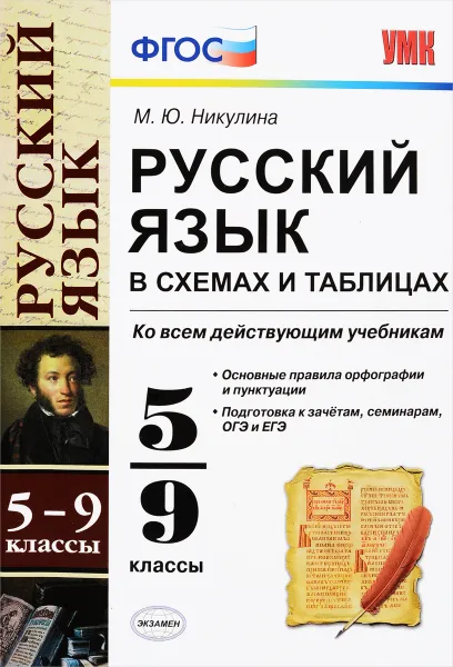 Обложка книги Русский язык в схемах и таблицах. 5-9 классы, М. Ю Никулина