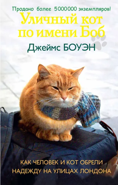 Обложка книги Уличный кот по имени Боб. Как человек и кот обрели надежду на улицах Лондона, Джеймс Боуэн