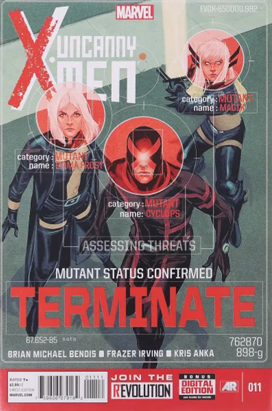 Обложка книги Uncanny X-Men #11, Brian Michael Bendis, Frazer Irving, Kris Anka