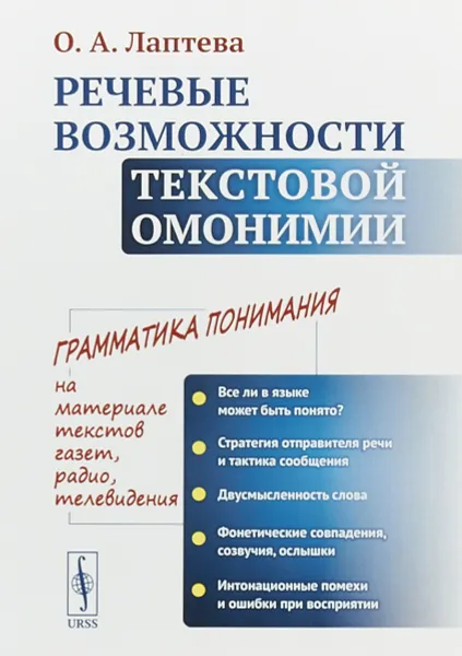Обложка книги Речевые возможности текстовой омонимии, О. А. Лаптева