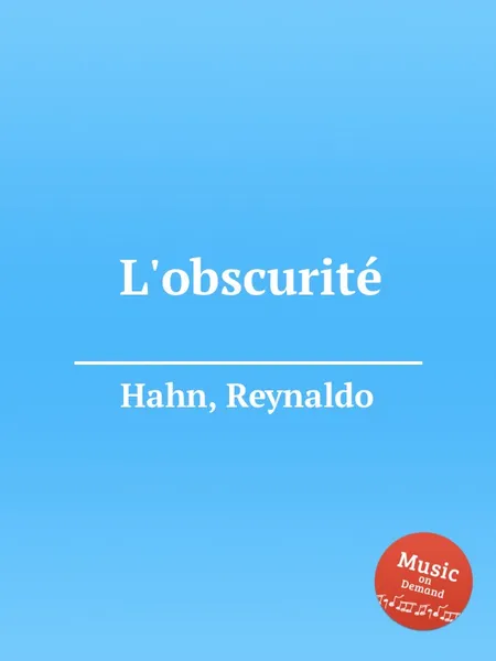 Обложка книги L'obscurite, R. Hahn