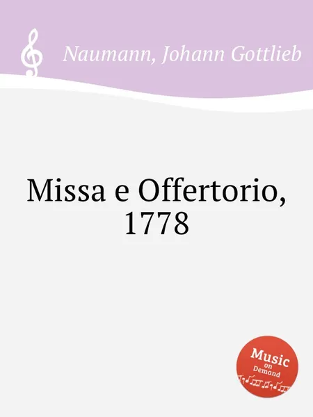 Обложка книги Missa e Offertorio, 1778, J.G. Naumann