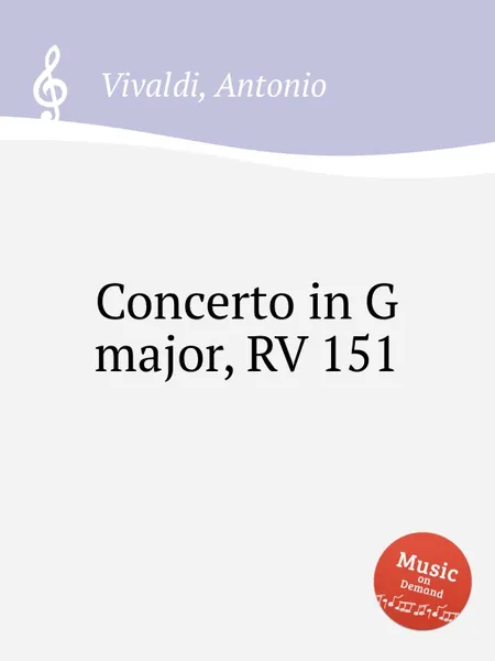 Обложка книги Concerto in G major, RV 151, A. Vivaldi